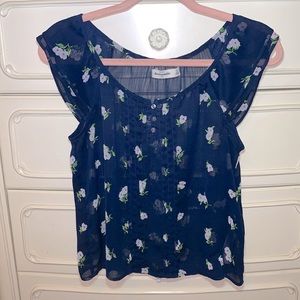 Abercrombie kids navy blue floral blouse Sz XL